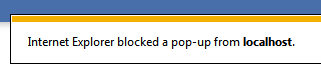 The message that IE has blocked the pop-up.