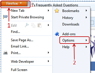 The Firefox settings menu.